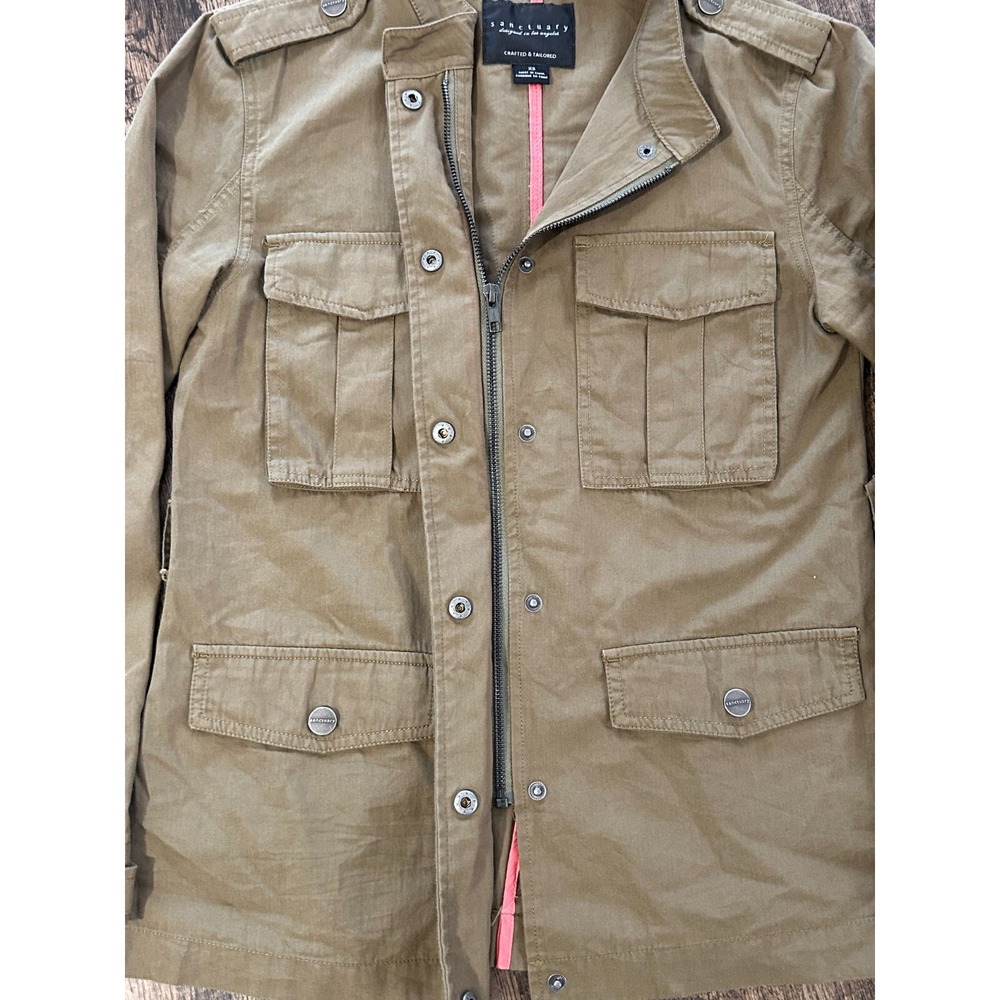 Sanctuary Utility Jacket Women XS Tan Long Sleeve Vented Outdoor Snap Inside Zip - Picture 5 of 13